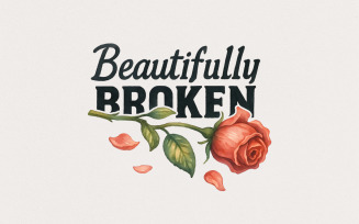 Beautifully Broken, Heartbreak Rose Png, Aesthetic Floral Art, Valentines Day Png, Digital