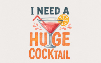 Huge Cocktail PNG, Funny Drinking Humor Clipart, Adult Humor File, Bar Party Art, Digital Download,