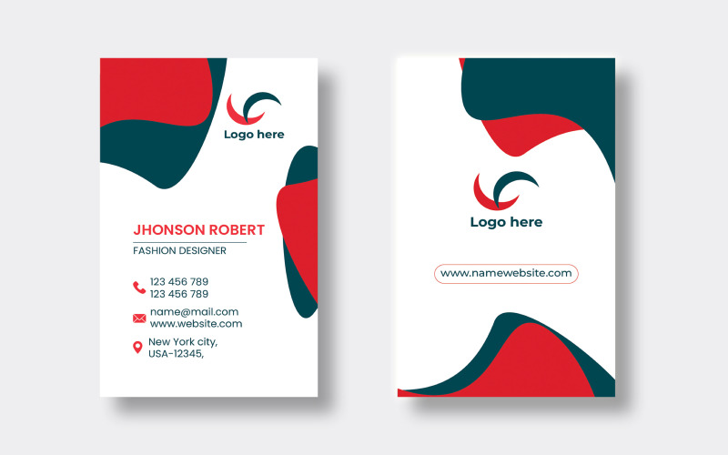 Unique Two-Sided Vertical Business Card Design Corporate Identity