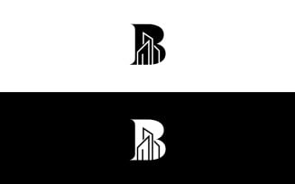 B Alphabet Building Logo Negative Space Construction & Real Estate Branding Letter B Building