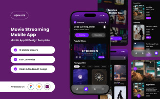 Cinemore – Movie Streaming Mobile App Design Template