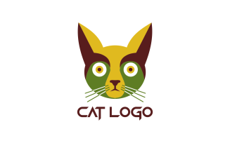 Cute Colorful Cat Logo Design Template