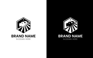 Hexagon Lion animal logo-877