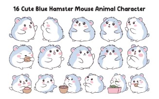 16 Cute Blue Hamster Mouse Animal Character