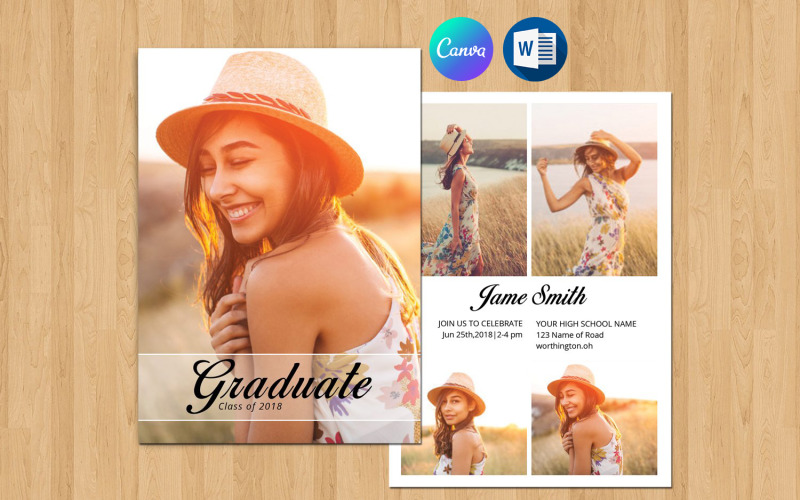 Printable Graduation Announcement Card Template Corporate Identity