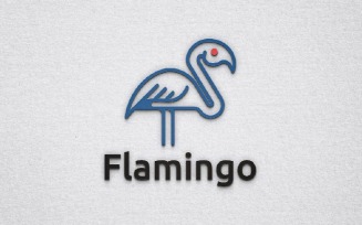 Beautiful Flamingo Bird Nature Animal in the Jungle Line Logo Template