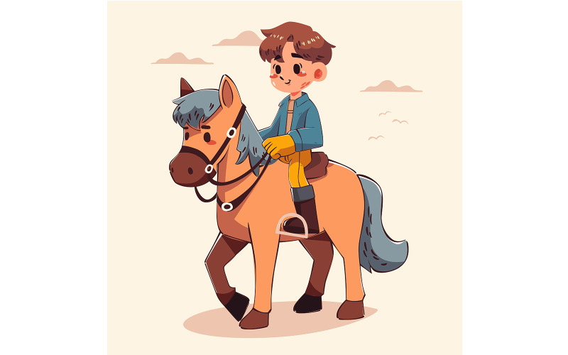 Boy and Horse Character Design Illustration