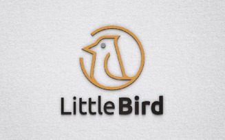 Circle Little Bird Animal Mascot Character Line Logo Template