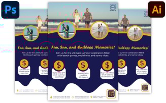 Editable Summer Flyer Design Template – Beach Party, Sale & Event Poster PSD