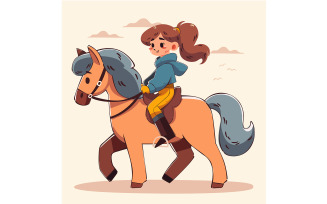 Girl Riding a Horse (flat design)
