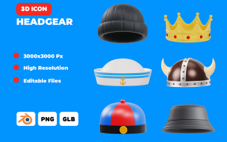 Headgear 3D Icon Illustration Pack