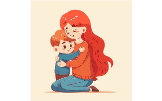 Mother and Child Embrace (flat design)