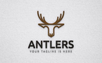 Strong Antlers Deer Roe Animal Head Wildlife Logo Template