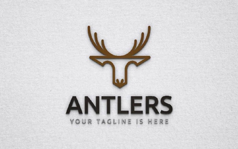 Strong Antlers Deer Roe Animal Head Wildlife Logo Template