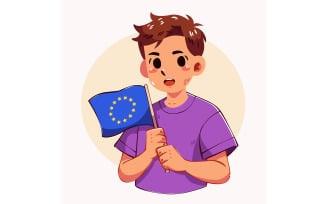 Youth Holding European Flag