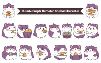 15 Cute Purple Hamster Mouse Animal Character