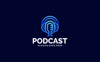 Modern Line Art Podcast Colorful Logo Design