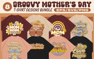 Groovy Mother's Day T-shirt Designs Bundle