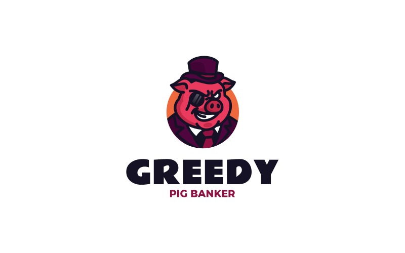 Pig Banker - Pig Mascot Logo Design Logo Template