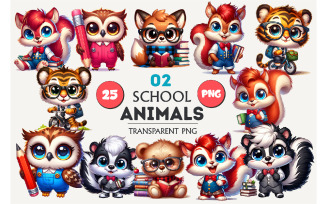 School animal cartoon 02. TShirt Sticker.