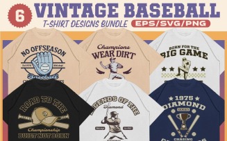 Vintage Baseball T-shirt Design Bundle
