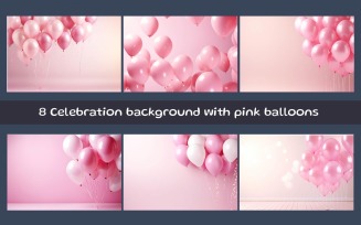 Celebration background with pink balloons