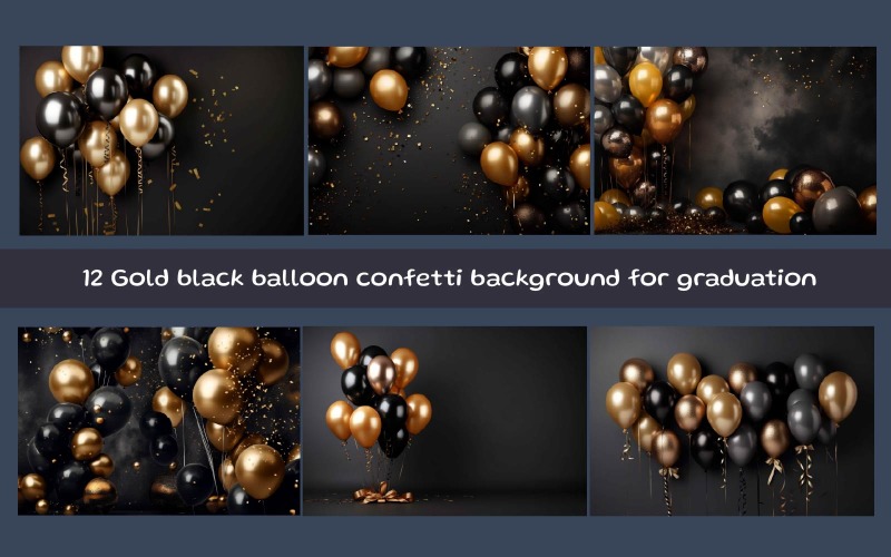 Gold black balloon confetti background for graduation Background