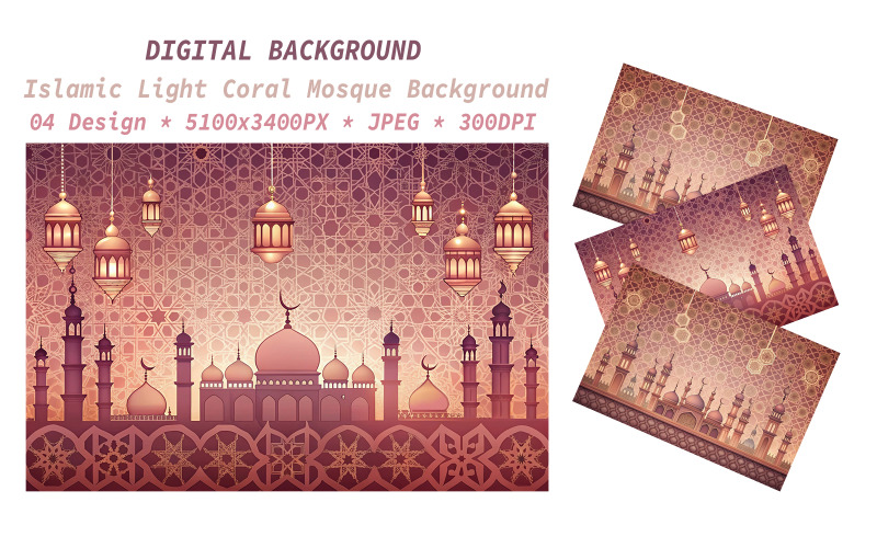 Islamic Light Coral Mosque Background