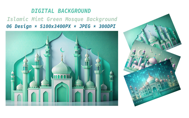 Islamic Mint Green Mosque Background