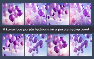Luxurious purple balloons on a purple background