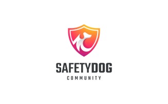 Modern Colorful Shield Dog Logo Design