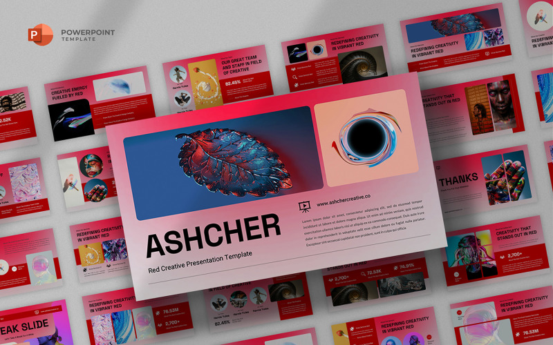 Ashcher - Red Creative Powerpoint Template PowerPoint Template