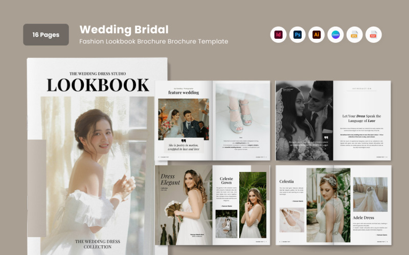 Elegant Fashion Bridal Lookbook Brochure Magazine Template
