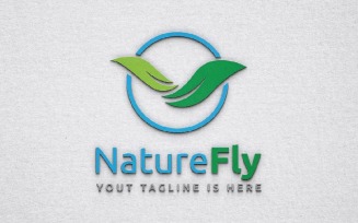 Circle Green Nature Leaves Wings Flying Business Logo Template