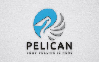 Circle Pelican Bird Animal Nature Negative Space Business Logo Template