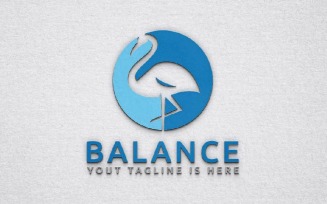 Circle Stork Bird Animal Negative Space Balance Business Logo Template