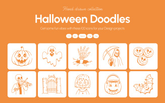 Halloween Doodles Icons Set