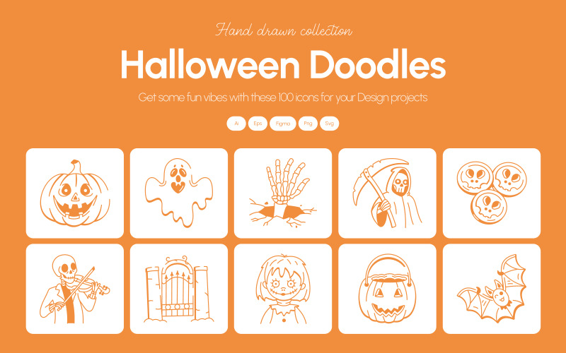 Halloween Doodles Icons Set Icon Set