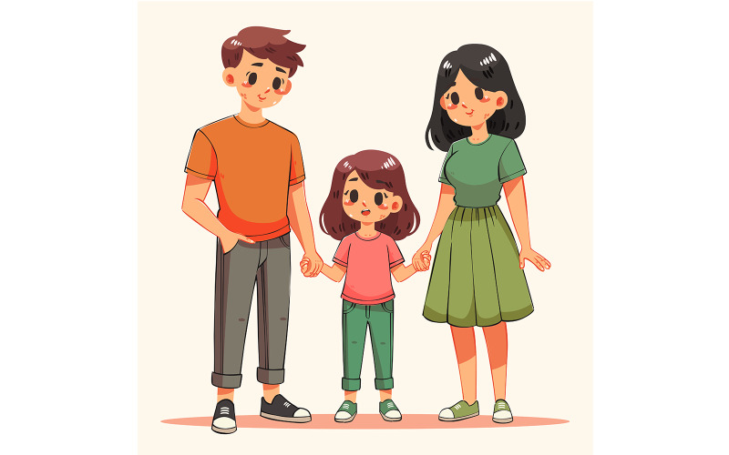 Illustration of Family Holding Hands