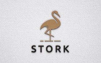 Stork Bird Animal Wildlife Jungle Silhouette Logo Template