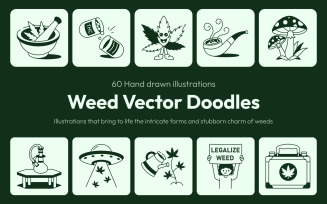 Weed Drawing Illustration Set