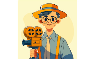 Young Filmmaker with Vintage Camera