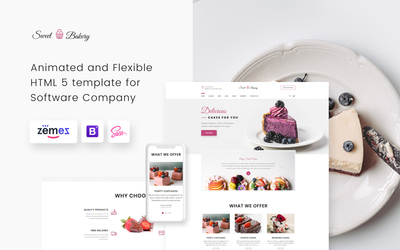 Bootstrap Sweet Bakery - Cake Shop Elegant Multipage HTML Weboldal sablon 52072