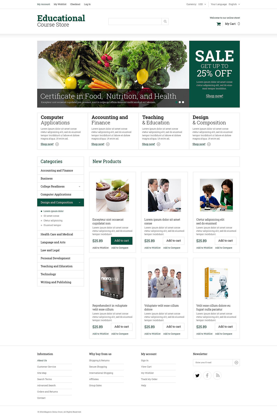 Educational Courses Magento Theme New Screenshots BIG