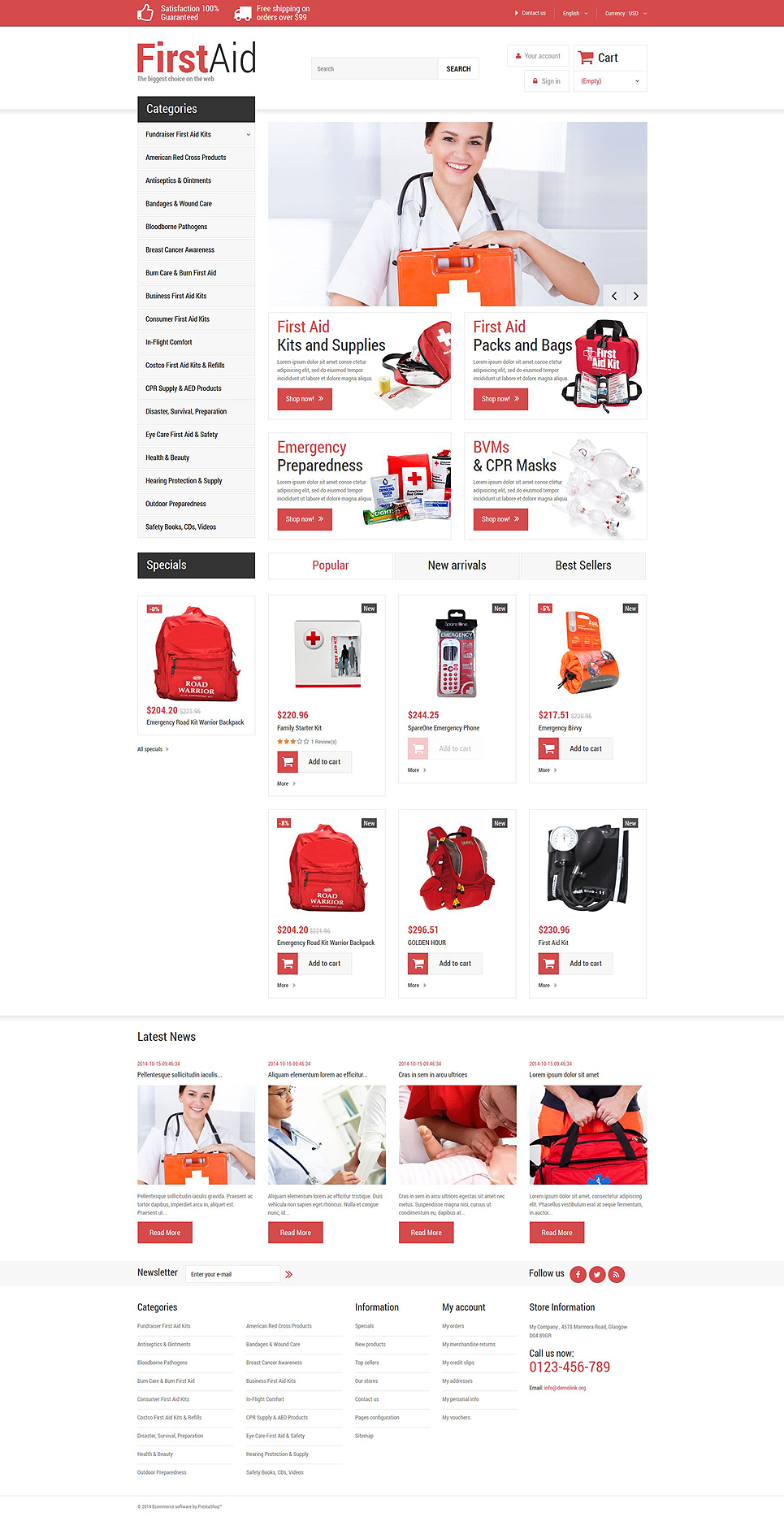 First Aid Store PrestaShop Theme New Screenshots BIG