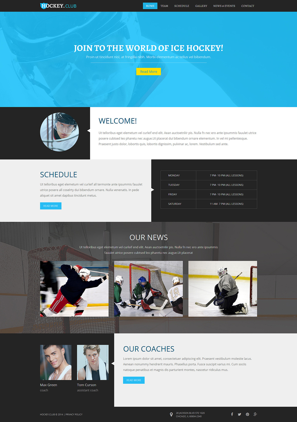 Hockey Responsive Joomla Template New Screenshots BIG