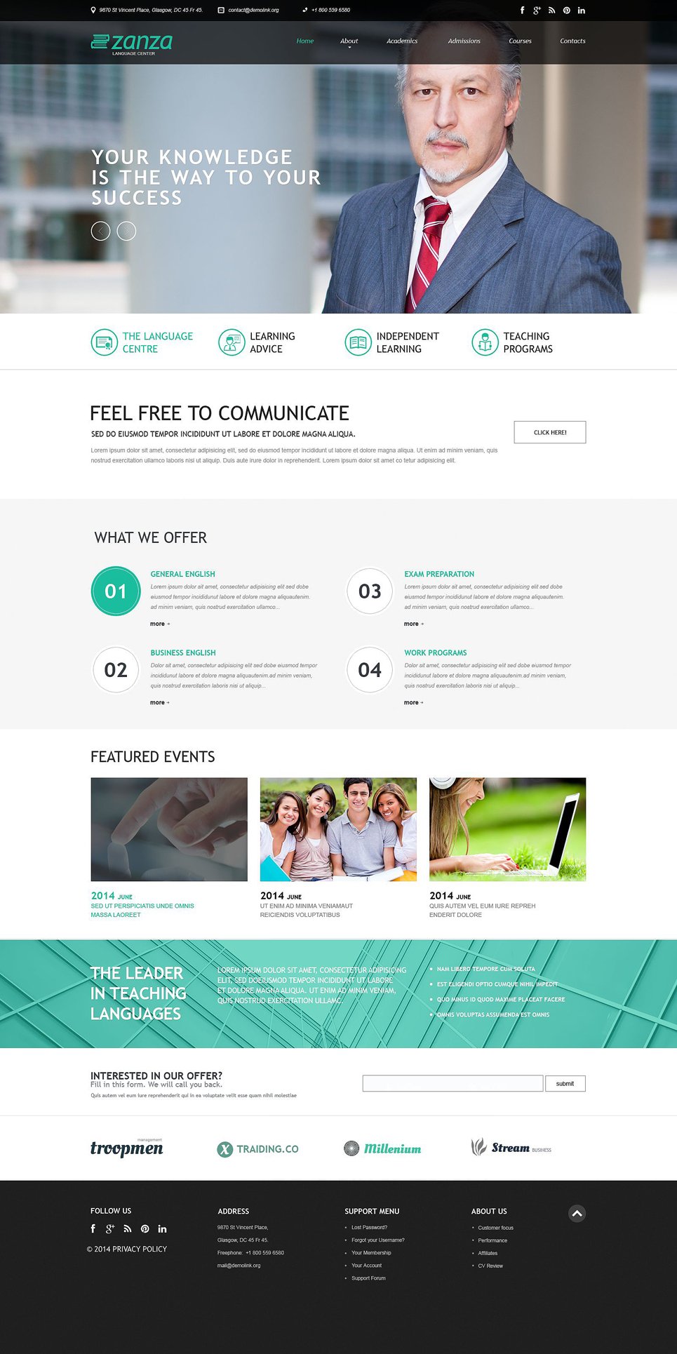 Language School Responsive Website Template #52002