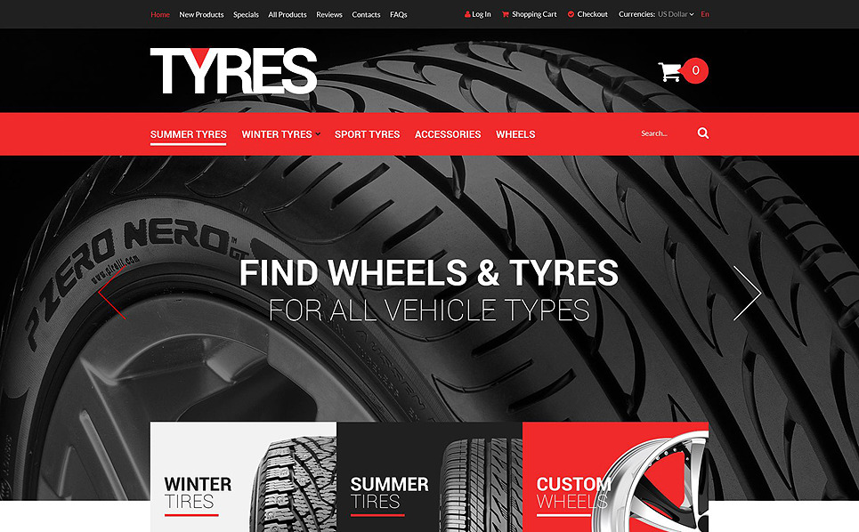 Online Tires Sales ZenCart Template 52080