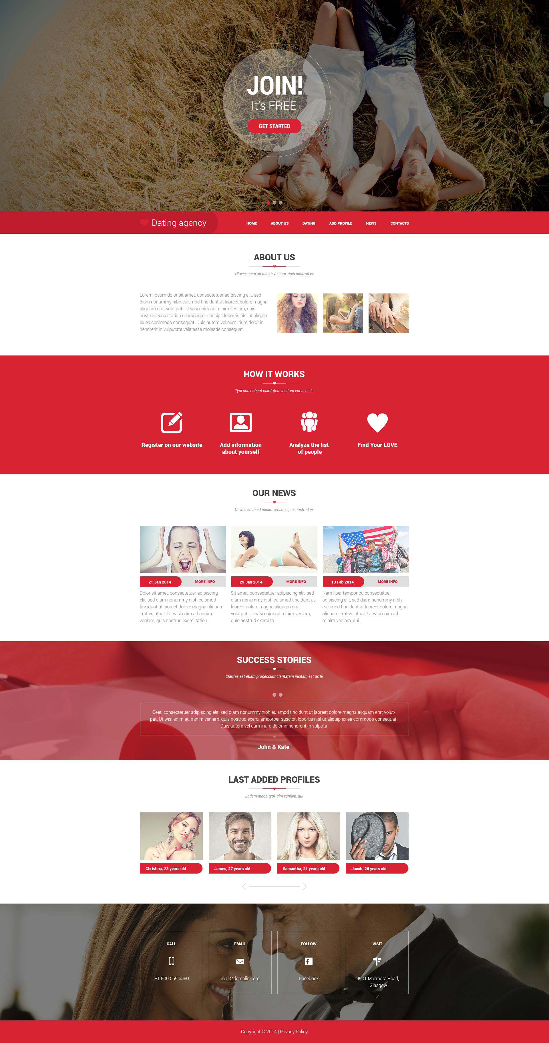 Responsive Website Vorlage für Partnersuche #52008