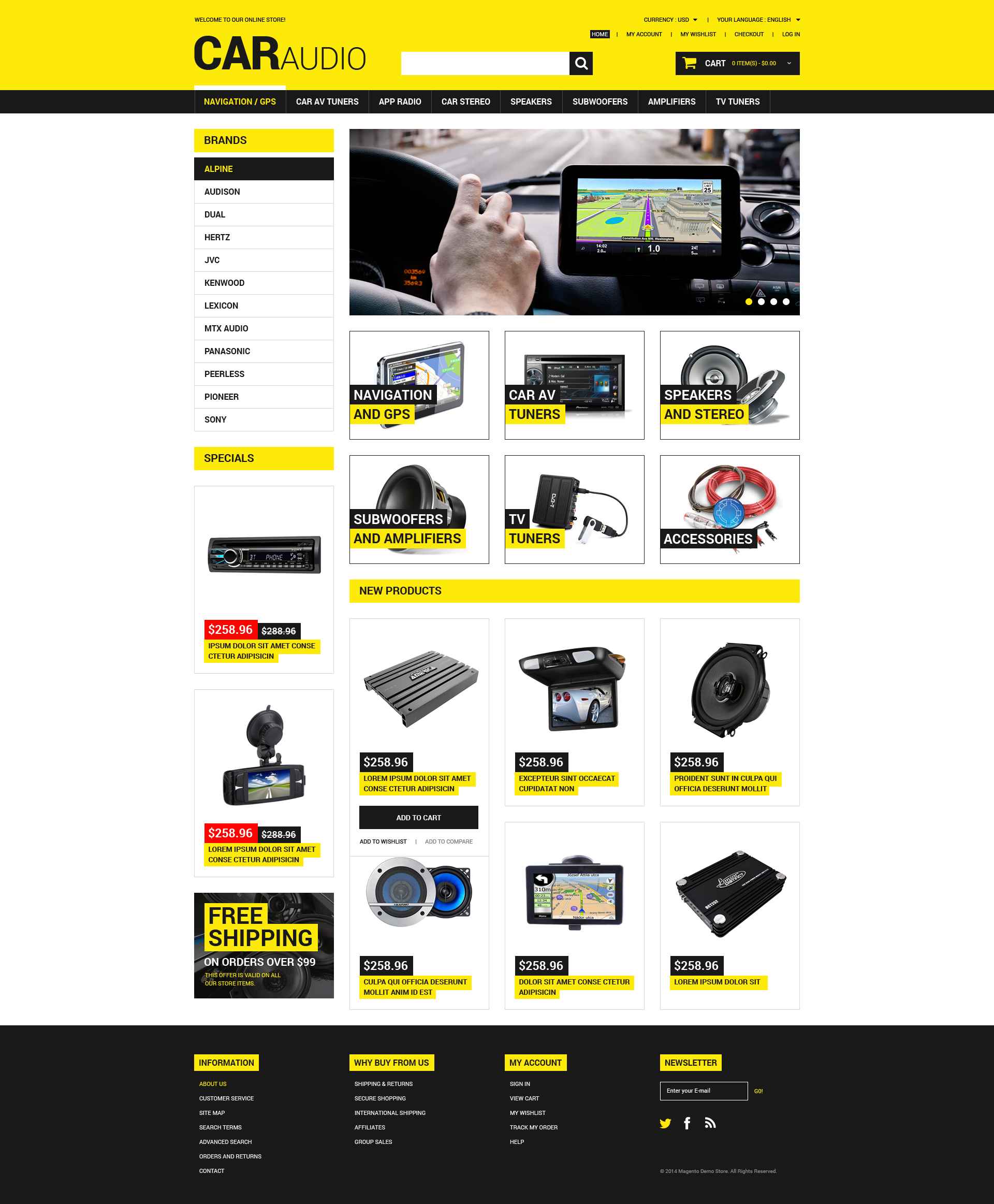 Reszponzív Car Audio Video Magento sablon 52061 - képernyőkép